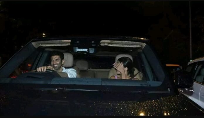 Ananya Pandey and Aditya Kapur Papped in car