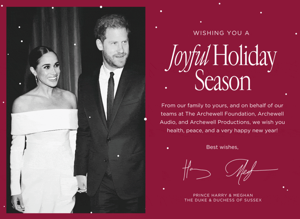 Prince Harry and Meghan Markle  Christmas Message