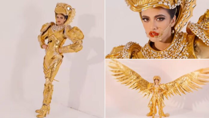 Rhea Singha Dazzles in ‘Golden Bird’ National Costume at Miss Universe 2024, Celebrating India’s Heritage