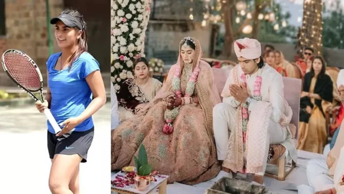 twinned in baby pink outfits for their wedding,