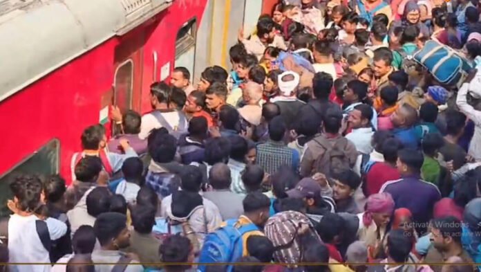 overcrowded train