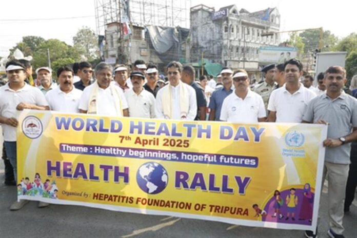 manik saha in a health rally of yesterday