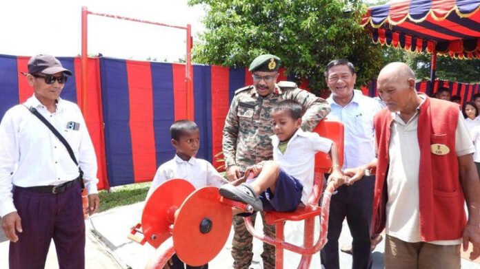 Indian Army personnel inaugurate open gym in Namsing village, Arunachal Pradesh