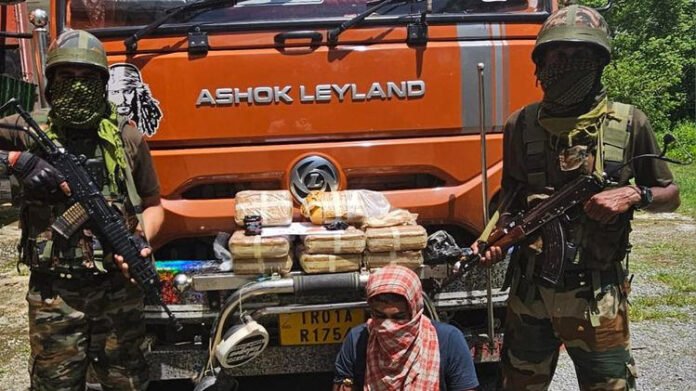 Assam Rifles seize yaba tablets near India-Bangladesh border Assam Rifles officers display yaba tablets seized in Tripura