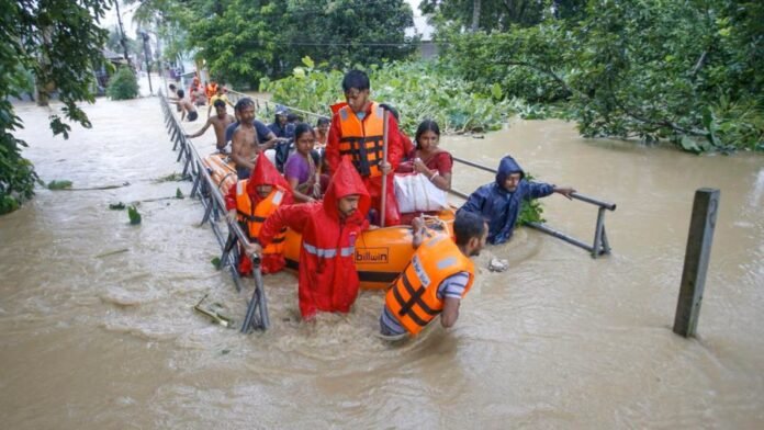 Flood-hit families take shelter in Tripura camp Tripura rain triggers floods and forces displaced families to seek shelter in relief camps