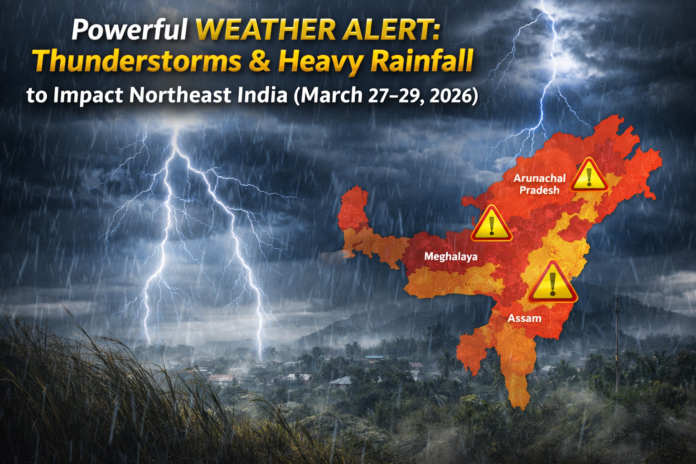 Dark thunderstorm clouds with lightning over Northeast India region during heavy rainfall season
