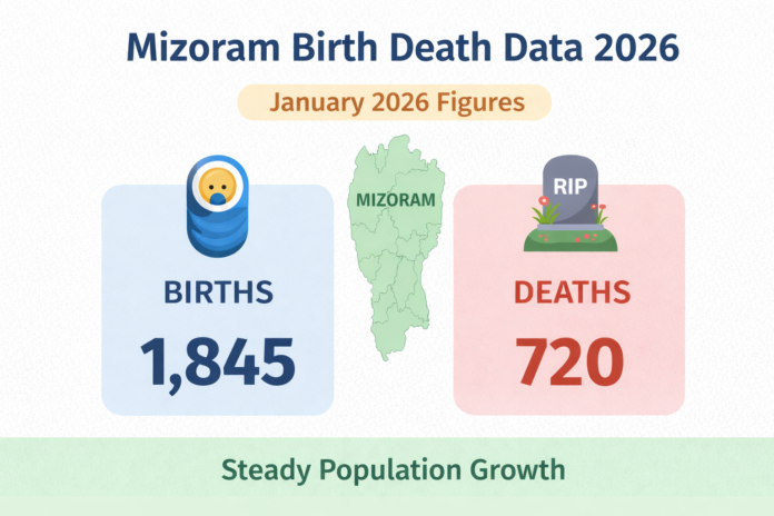 Mizoram birth death data 2026 showing births and deaths statistics