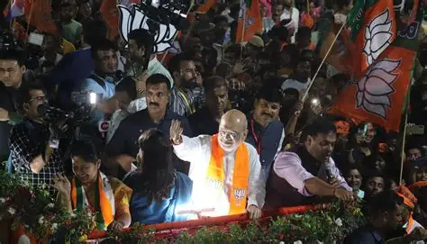 Amit Shah roadshow in Guwahati: Massive crowd ahead of Assam polls