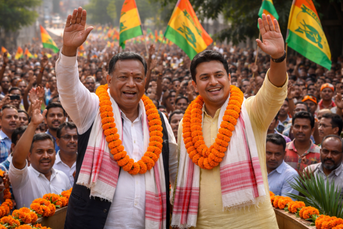 Assam Bijni election boost with Mohilary backing Arup Dey for minister role