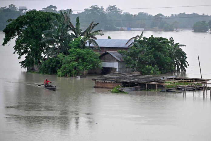 Flooded streets in Guwahati during Assam storm disaster update after record April rainfall