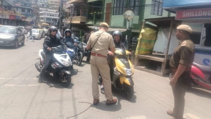 Shillong traffic police managing vehicles under new one-way traffic route system