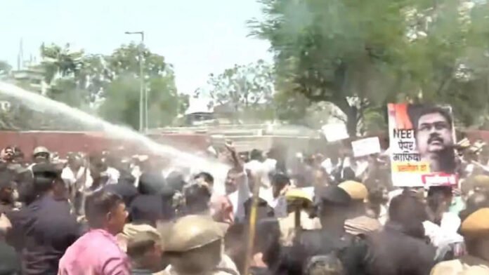 NEET UG paper leak row: Congress protests over ‘irregularities’ in Jaipur; police use water cannons, several detained