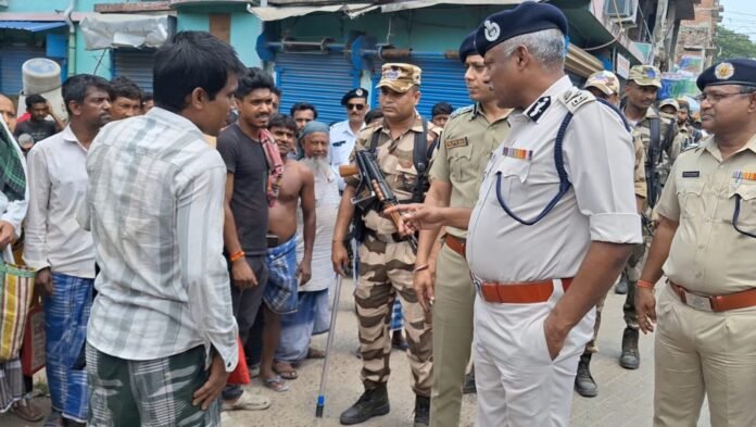 Police personnel conducting coordinated enforcement action across Kolkata, Bidhannagar, and Sandeshkhali