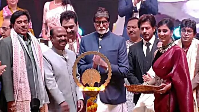 Grand opening ceremony preparations for Kolkata International Film Festival featuring red carpet event and cinema industry guests
