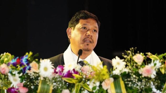 AA25FCJa Conrad Sangma highlights Meghalaya's growth story at North East Infrastructure Summit, cites Rs 50,400 crore highway investment