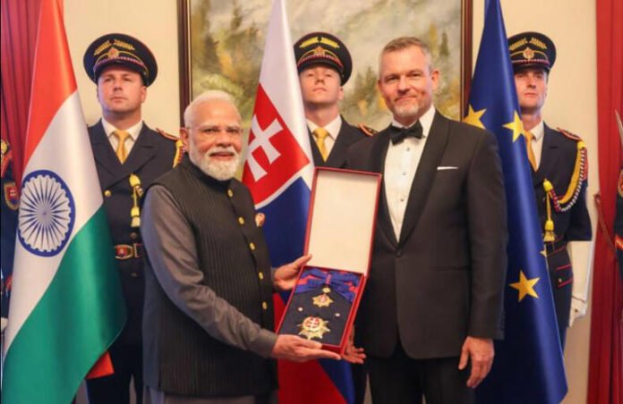 AA25JFiq PM Modi honoured with Slovakia’s highest award during historic Bratislava visit