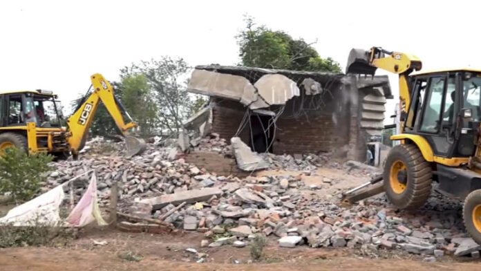 77 houses razed in anti-encroachment drive near Raipur airport; 'several structures built under PMAY'