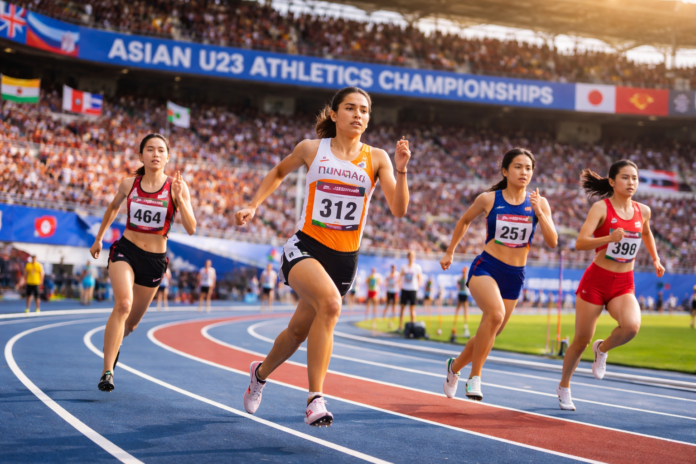Huidrom Bhumeswori celebrates selection to the Indian team for the Asian U-23 Athletics Championship.
