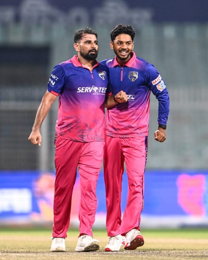 Servotech Siliguri Strikers players celebrating after securing semi-final berths in the Bengal T20 League Season 3.