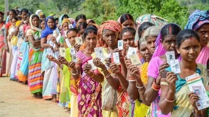 Residents participating in a political joining event in Ambassa constituency, Tripura