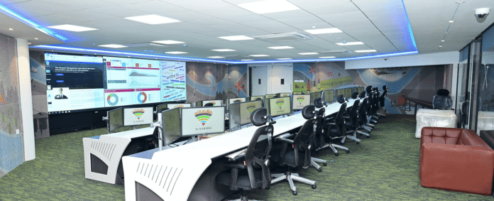District emergency control room in Assam operating 24/7 for disaster management and flood response coordination.