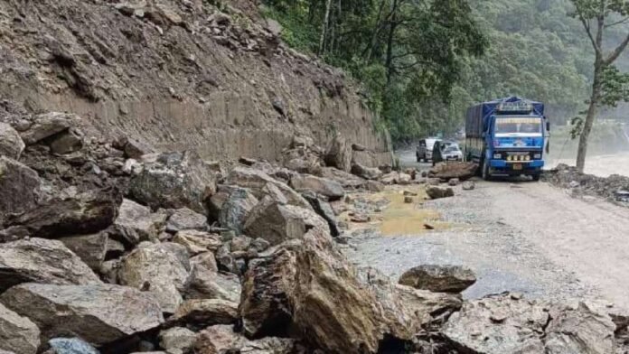 National Highway-10 has been completely blocked following sudden mudslides