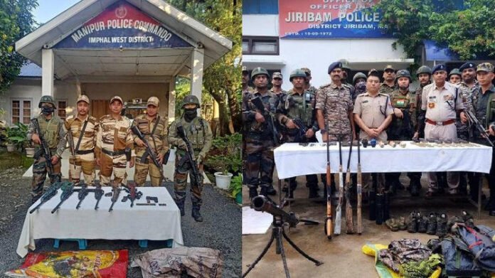 Security forces recover arms, grenades and mortar shells in twin operations across Manipur