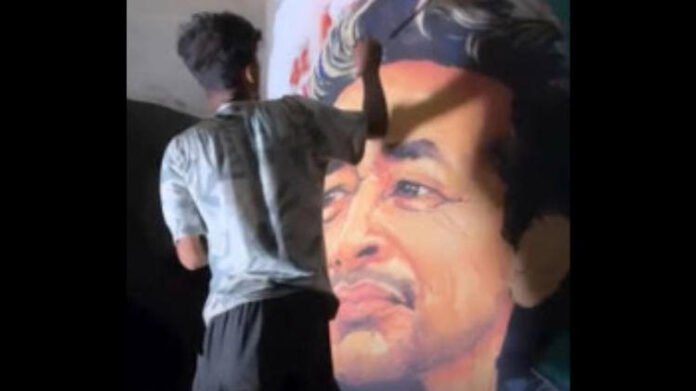 AA289WNe Two youths detained for painting Sonam Wangchuk portrait on public wall in Guwahati