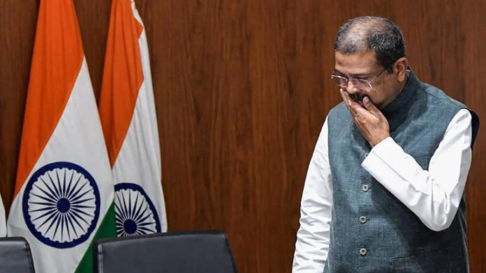 AA28EREa bjp reacts president nitin nabin on dharmendra pradhan resignation as education minister cockroch janta party protest