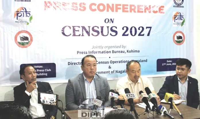 Government officials reviewing operational plans and notifications related to the House Listing Phase of Census 2027 in Kohima.