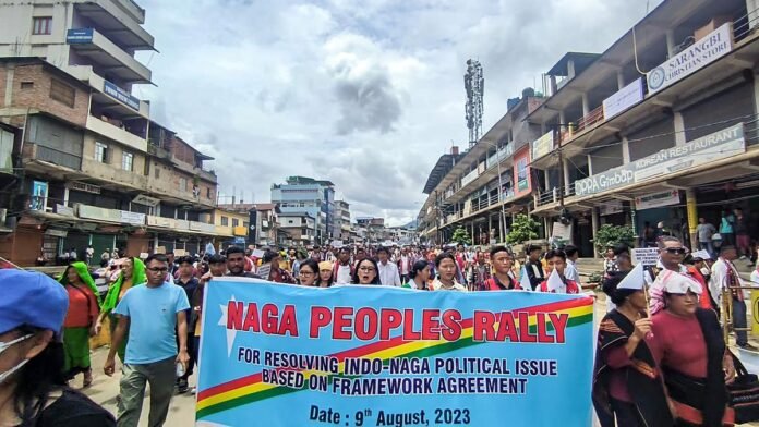 Representatives of the United Naga Council submit a memorandum containing a four-point charter of political demands to government officials.