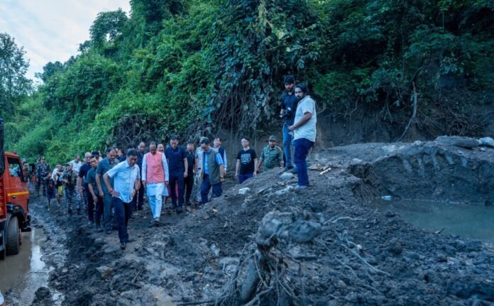 Union Minister Jyotiraditya Scindia conducting telephonic reviews with northeastern state officials regarding flood preparedness and emergency response.