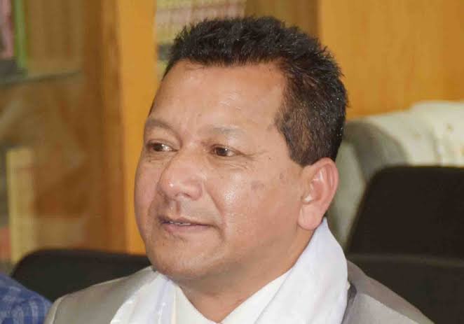 Former UDP leader Jemino Mawthoh attends a BJP forum alongside party leaders in Shillong.