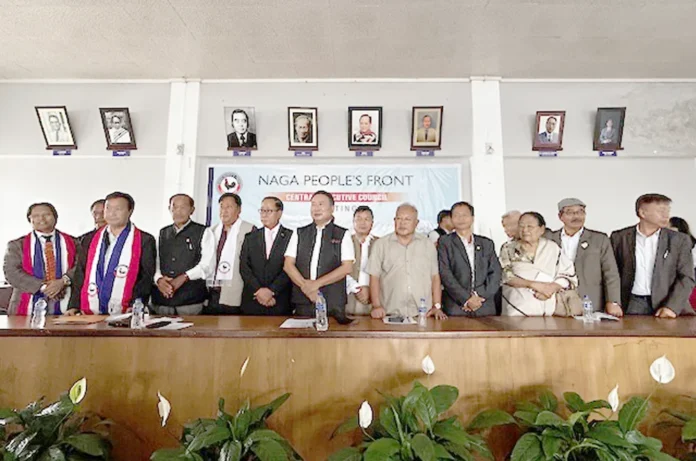 Leaders of the Naga People's Front and Rising People’s Party participate in a meeting to discuss their proposed political integration.