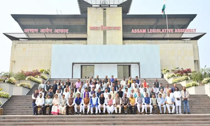 Members of the Assam Legislative Assembly participate in a debate on the state's projected public debt and fiscal management.