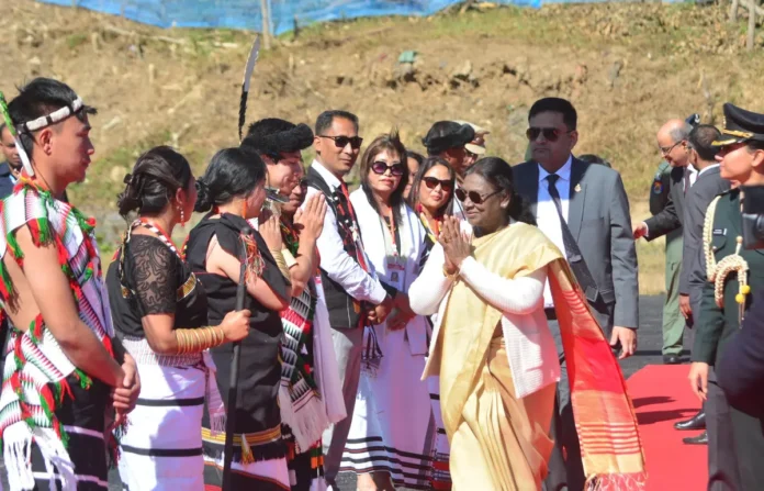 Civil peace panel members meet village authorities in Senapati, Manipur, during discussions aimed at reducing local security tensions.