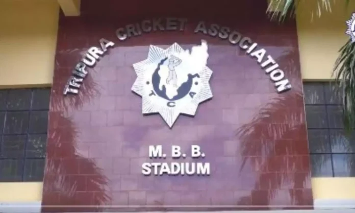Officials at a Tripura Cricket Association meeting following the BCCI's decision to disqualify President Tapan Lodh and order fresh elections for the state cricket body.