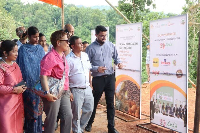 Women members of Meghalaya's Jirang Farmer Producer Company package GI-tagged agricultural products for export to international markets.