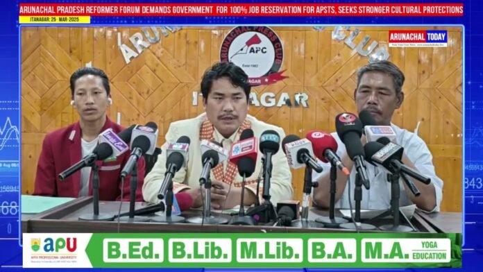 Protesters gather in Arunachal Pradesh demanding changes to the state's government job reservation policy for APST candidates.