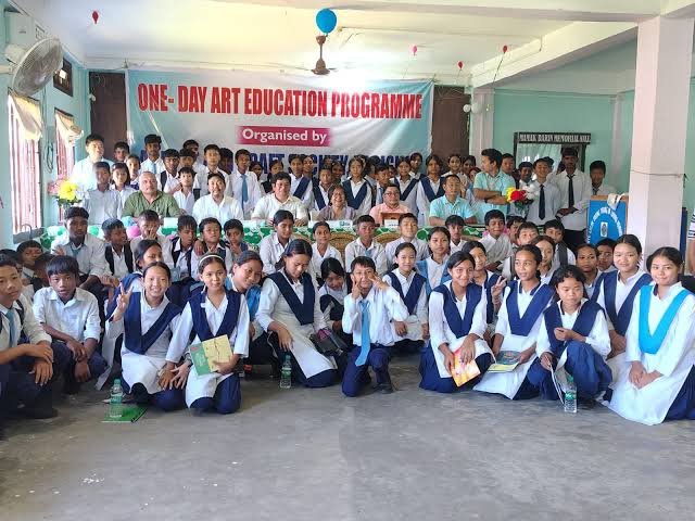 Students in East Siang participating in visual arts activities under the Adi Fine Art education drive.