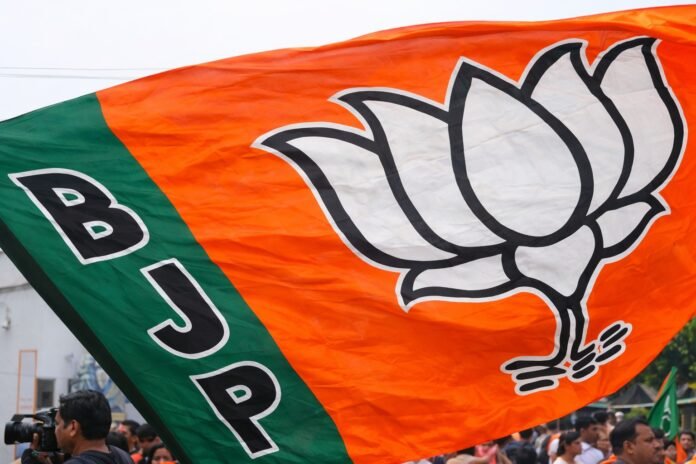 Meghalaya BJP leaders address a press conference while announcing the party's decision to independently contest the Shillong Lok Sabha by-election.