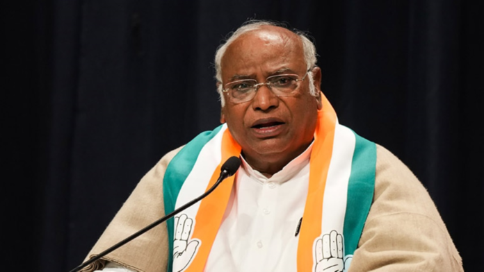 Congress President Mallikarjun Kharge addressing concerns over flood relief funding for disaster-affected states in Northeast India.