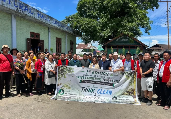 Residents of Longsa village in Nagaland participating in a community-led cleanliness and environmental protection drive.