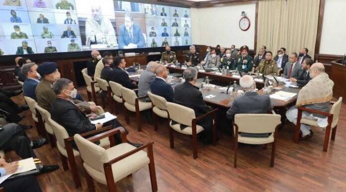 Officials monitor security updates at a government control room as the Ministry of Home Affairs coordinates preventive measures.