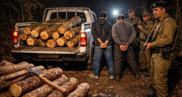 Forest rangers in Dhubri intercept three trucks allegedly carrying illegally felled teak timber logs.