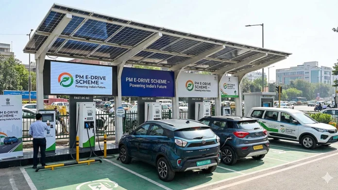 A public fast-charging station for electric vehicles receives support under a state energy department incentive program.