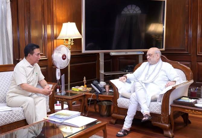 Mizoram Chief Minister Lalduhoma meets Union Home Minister Amit Shah as Mizoram raises concerns over foreign donation regulations.