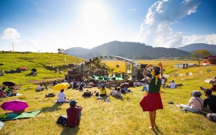Independent musicians prepare to perform at the 2026 Ziro Festival of Music in the scenic Ziro Valley of Arunachal Pradesh.