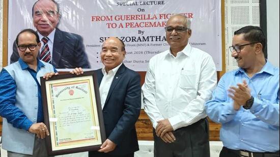AA2azmZs Zoramthanga, who graduated in 1966, finally received his degree certificate from Gauhati University after 60 years on Thursday.