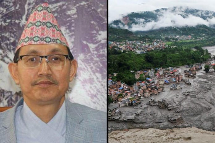 AA2b1wYe Nepal’s Chief Secretary Govind Bahadur Karki (left) and the devastation left behind by the Nepal flash floods.